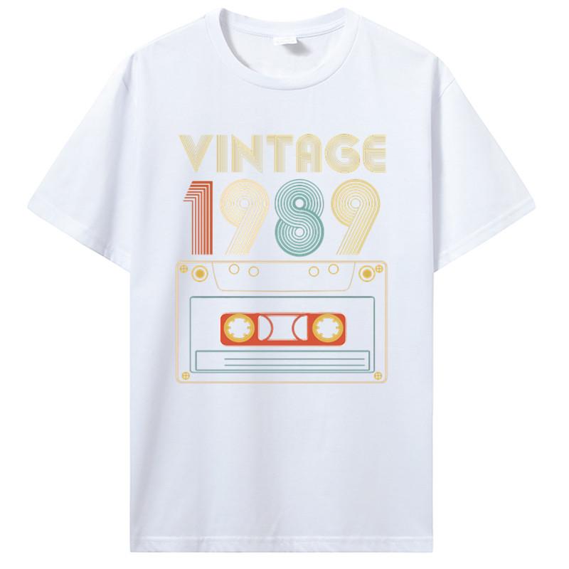 

New Men T-shirt Vintage 1985 1986 1987 1988 1989 Tshirt Women T Shirt Men Cotton Tees Hip Hop Harajuku Streetwear 4XL