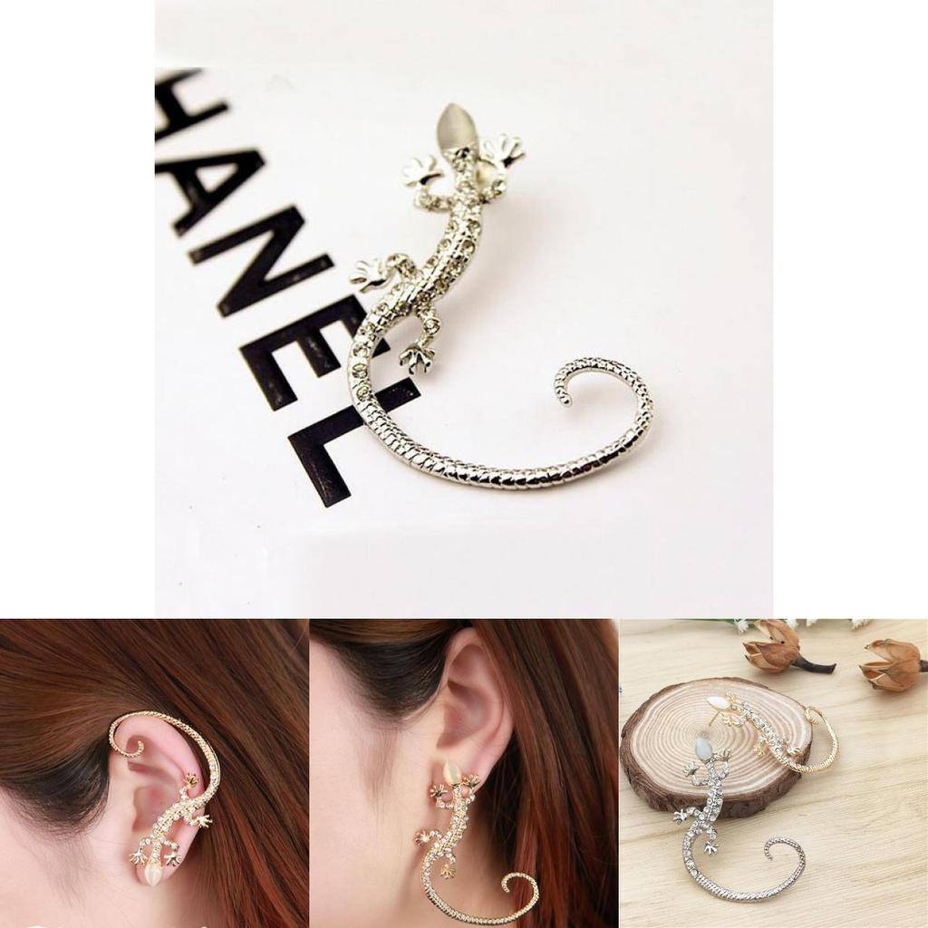 Exaggerated Gecko Lizard Jewelry For Women With Sparkling Crystals And Alloy