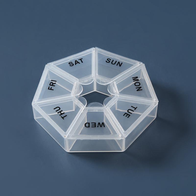 Octagonal 7-Compartment Weekly Pill Organizer, Dustproof and Portable