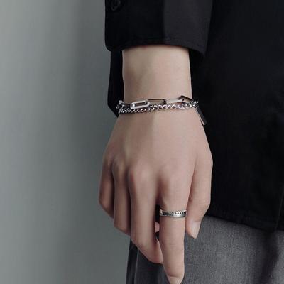 Trendiges Titanstahl-Doppelschicht-Spleißarmband für Männer & Frauen - Hip-Hop-Kalter Stil