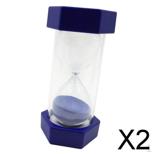 

2x Plastic Glass Hourglass Study Kitchen Tea 8 Minutes Blue