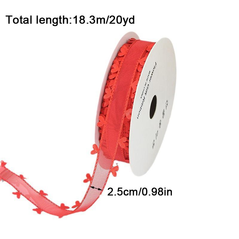 2.5cm Wide Double-Sided Durable Ribbon Premium Colorful Soft Heart Romantic Accessory Exquisite DIY Lightweight 20 Yard