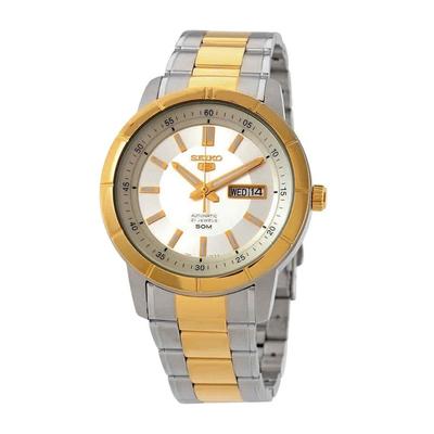 5 dvoubarevný stříbrný ciferník z nerezové oceli 21 Jewels automatické pánské hodinky SNKN58K1