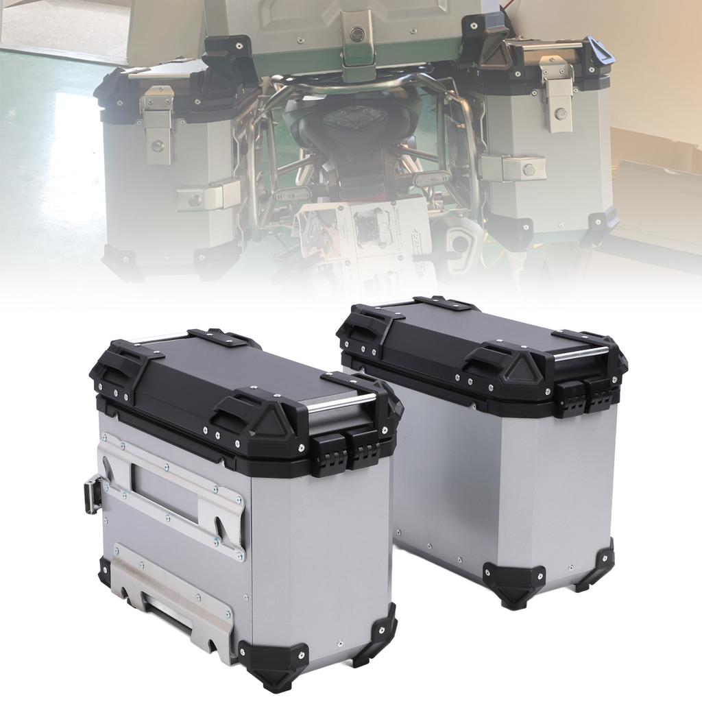 2PCS Motorcycle Side Box 35L Large Capacity Aluminum Alloy Hard Saddlebag with   Lock and Handle Replacement for  