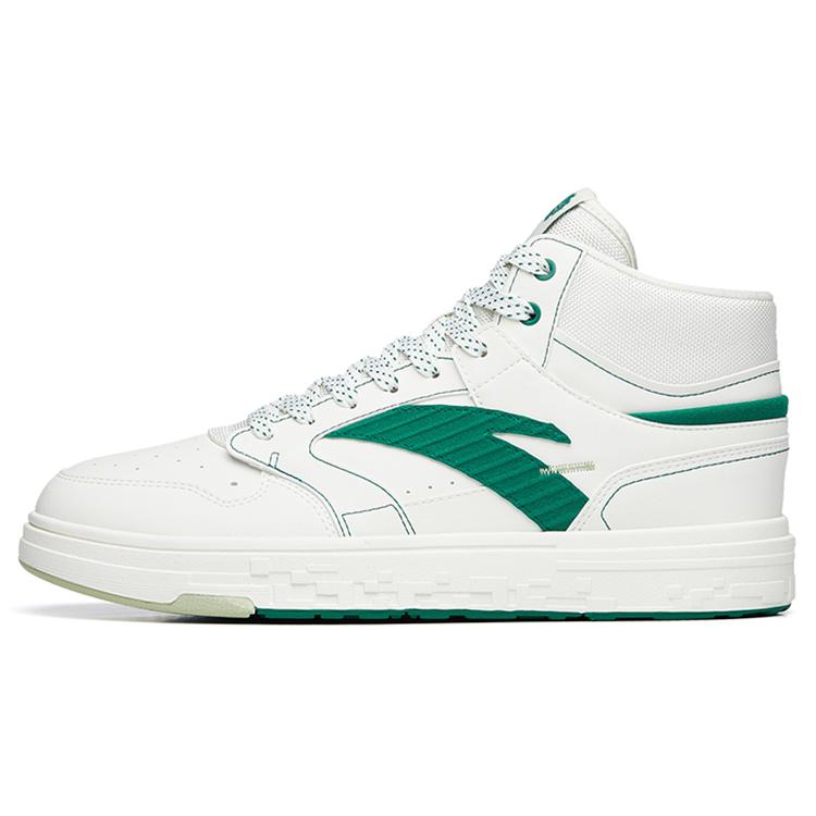 New Anta Street Naughty High Top Skateboard Shoes Men's White Green 112238065S-1
