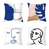 Nordic Simple Pillow Cover Ins Blue Abstract Super Soft Printed Pillow Retro Art Pillow Cover Sofa Cushion