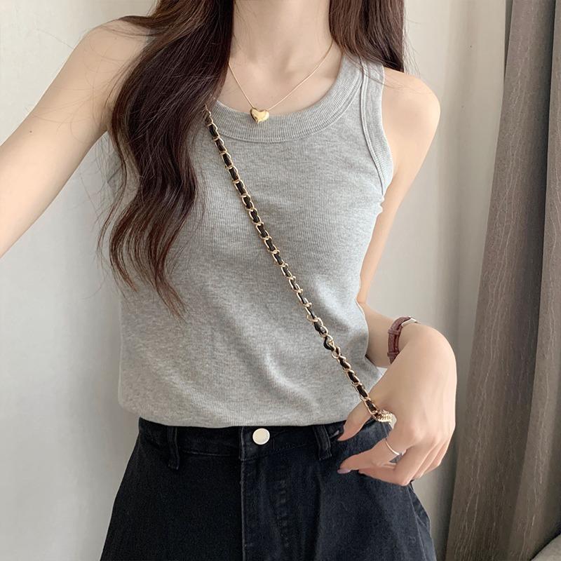 

Sleeveless outer wear, sling vest, women s summer anti-light suit, inner cover, tight-fitting threaded backing solid-color top S