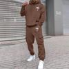 Men's Plus Size Hooded Sweatshirt and Sweatpants Set with Palm Tree Print Fleece Lined Loose Fit for Outdoor Sports and Casual Wear