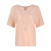 Women's Embroidered Literary Shirt Loose V-Neck Large Size Cotton Linen T Shirt