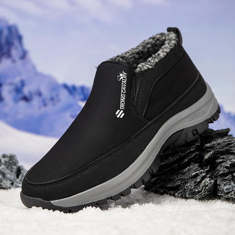 Winter Herren Plateau Schneestiefel Rutschfest Outdoor Wasserdicht Kurze Stiefel für Herren Warmhalten Dickes Fell Arbeitsschuhe Herren Stiefeletten
