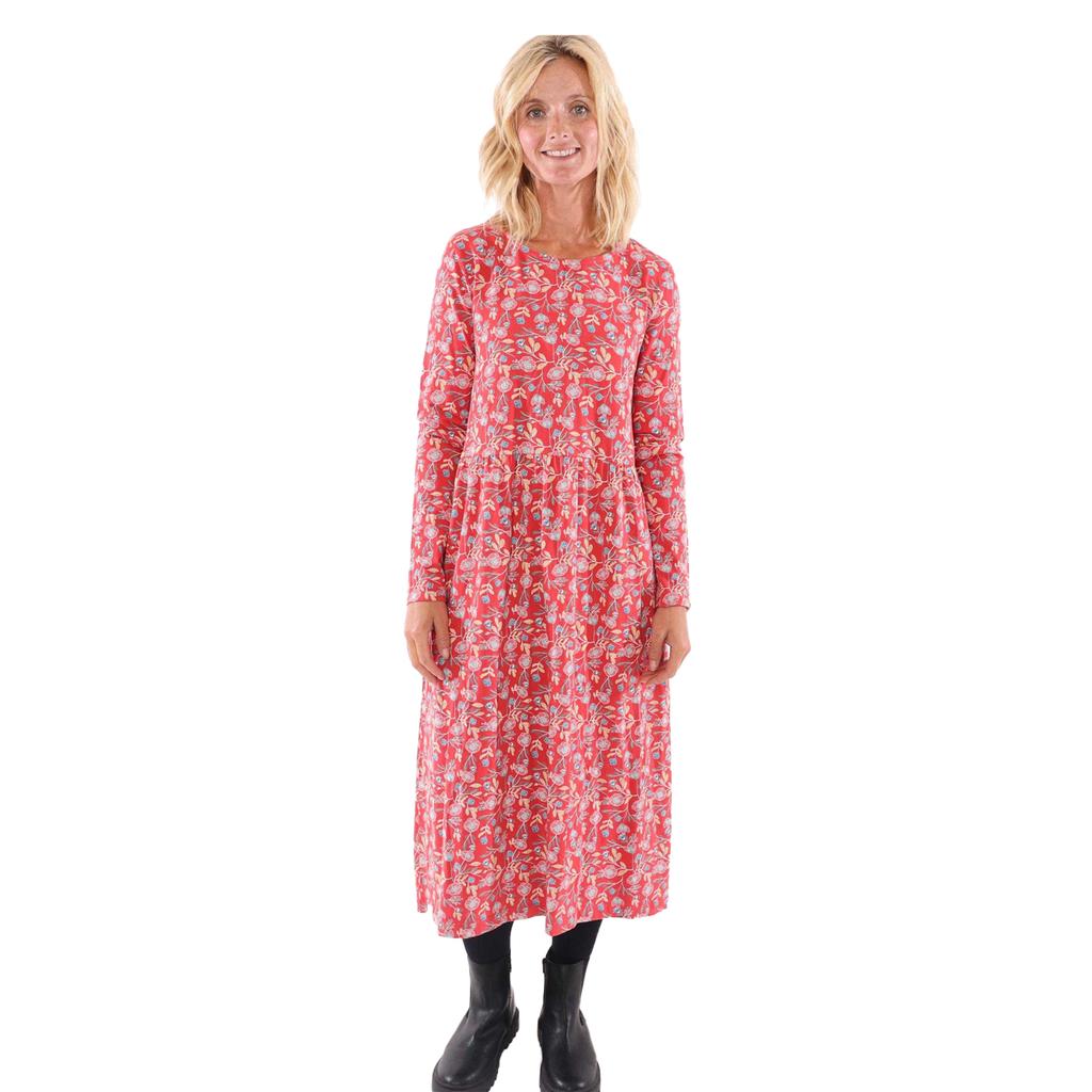 Lazy Jacks Womens/Ladies Garland Long-Sleeved Midi Dress