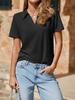 Womens V Neck Polo Shirt Short Sleeve Collared Casual Summer Top