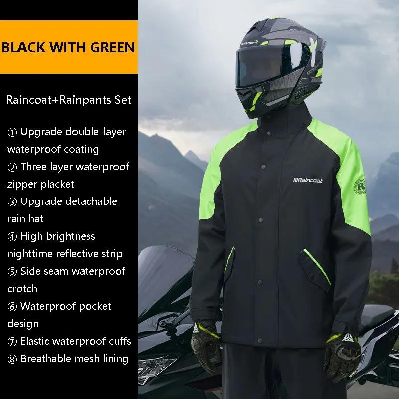 Motorcycle Raincoat Suit Men Outdoor Waterproof Rainwear Reflective Riding Raincoat Raincoat Set Specially Designed for Cycling M