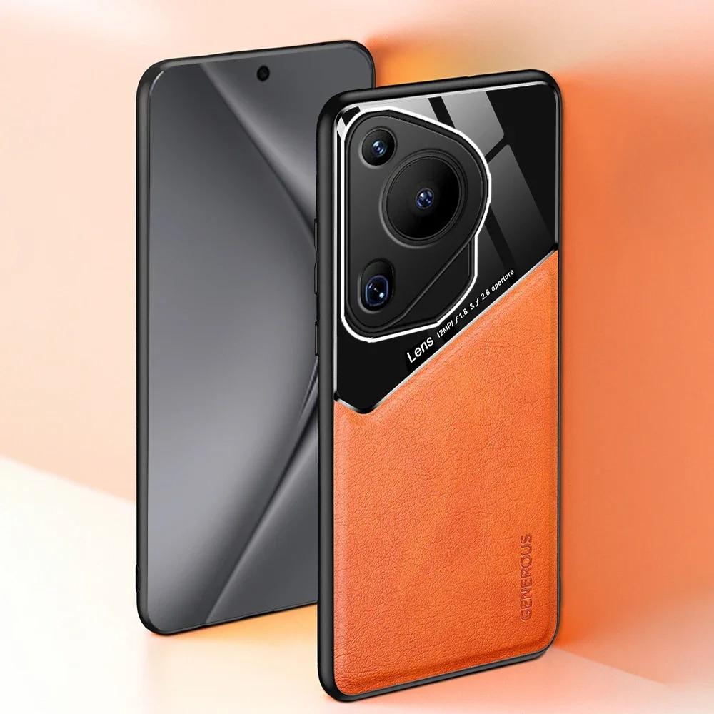Business-Leder-Textur-Hülle für Huawei Pura 70 Ultra P70 P60 Pro-Abdeckung mit magnetischer Auto-Saughalterung, stoßfeste Vollschutzabdeckung
