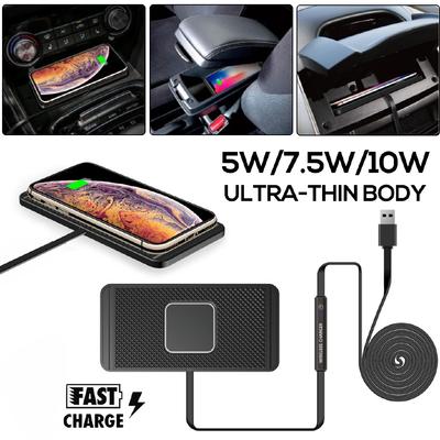 Schnelles Aufladen des kabellosen Qi-Ladegeräts für iPhone, Dockingstation, Telefon-Ladegerät für rutschfeste Matte, Auto-Armaturenbrett-Halterung, 10 W