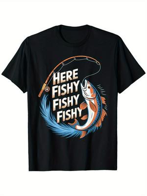 Lustiges Fischiges Angeln für Fischer Vintage Grafik, 100% Baumwolle lässiges Rundhals Outdoor Kurzarm T-Shirt .