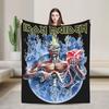 The Son Skeleton 7th Horn I-Iron M-Maidens Blankets Heavy Metal Wool Throw Blankets Summer Air Conditioning Portable Bedspread