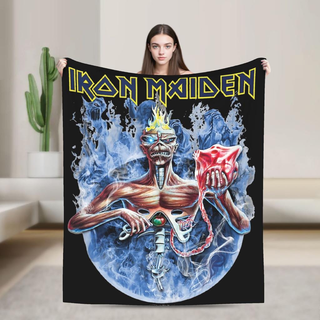 The Son Skeleton 7th Horn I-Iron M-Maidens Blankets Heavy Metal Wool Throw Blankets Summer Air Conditioning Portable Bedspread