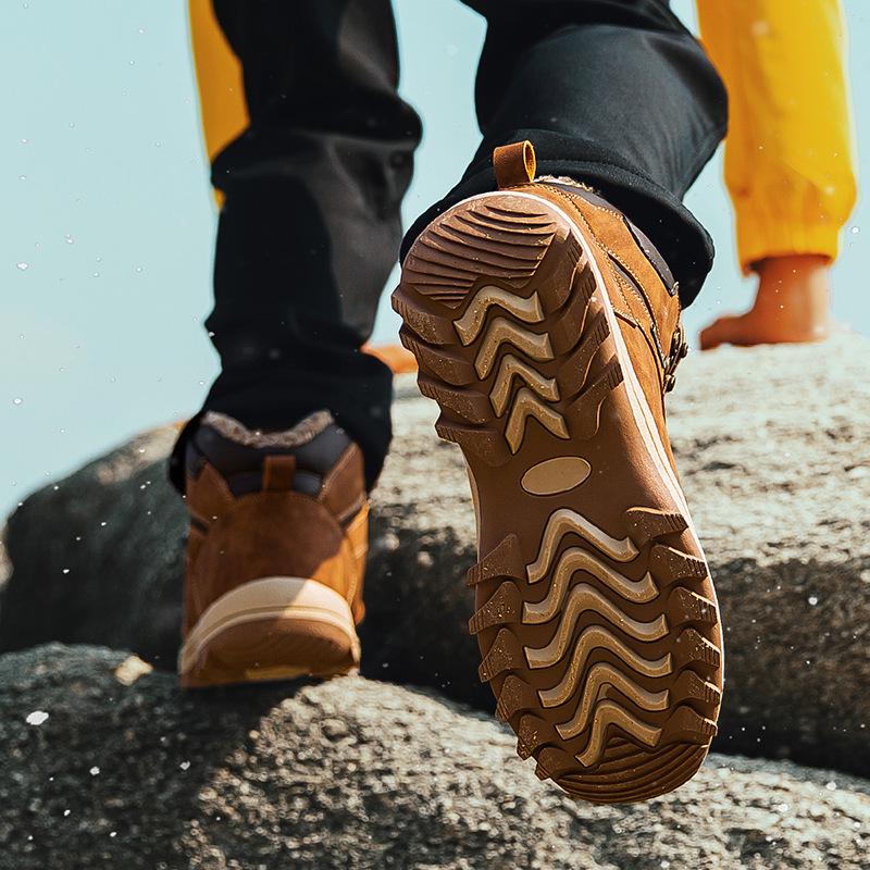 Men's 2025 Winter Velvet-Lined Snow Boots with Thick Soles - Warm Cotton Shoes for Teens In Cold Climates