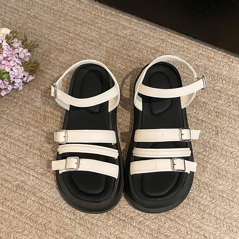 

Roman sandals female 2025 new summer Internet celebrity fairy wind flat beach shoes student word with tide sandals 40