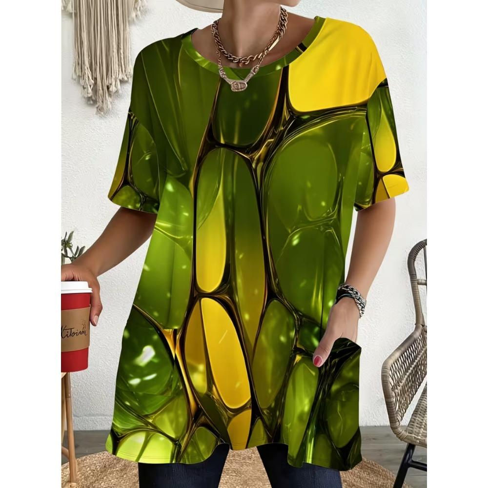 2026 New Summer Short Sleeved T-shirt, 3D Printed Pocket T-shirt, Casual and Fashionable, Plus Size T-shirt 3XL