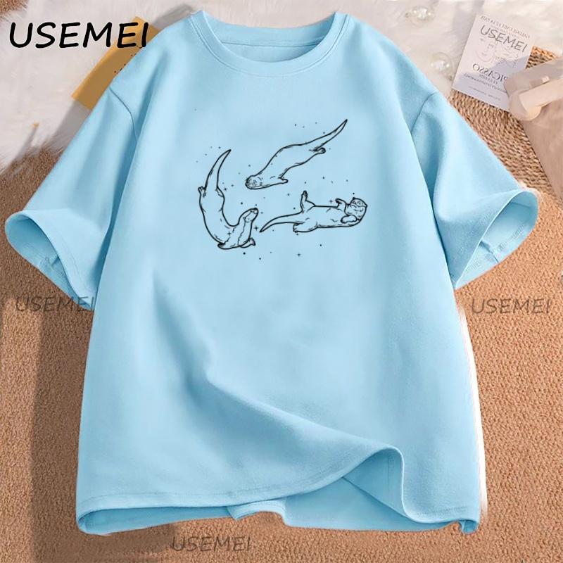 Otter T Shirt Retro 90s Graphic T Shirts Y2k 2000s Nature Tee Casual Cotton Short Sleeve Men Women Round Neck Tshirt Clothes