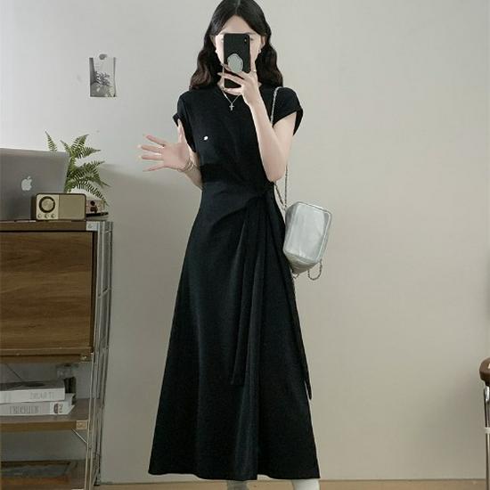

Plus Size Grey Dropped Shoulder Dress, Pear Shape Cinched Waist, Slimming Maxi for Summer 2025 XL (60-70 kg)