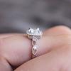Ball Flower Vine Gorgeous Chinese Style Female Imitation Diamond Ring Marriage Proposal Group Inlaid Square Stone Carat Ring