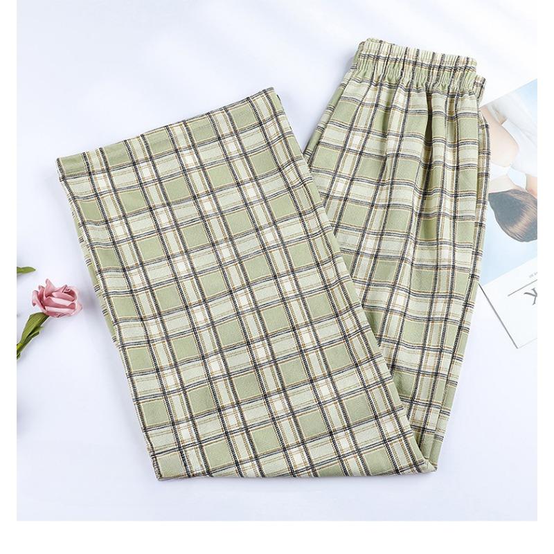 VEZFAA Women's Fashion Casual Plaid Print High Waist Trousers Pants & Capris