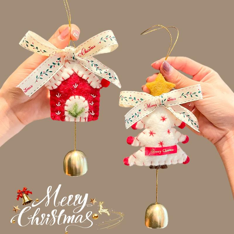 Christmas Atmosphere Pendant Gift Star Plush Bow Christmas Tree Red Pendant Wind Chime Creative Gift
