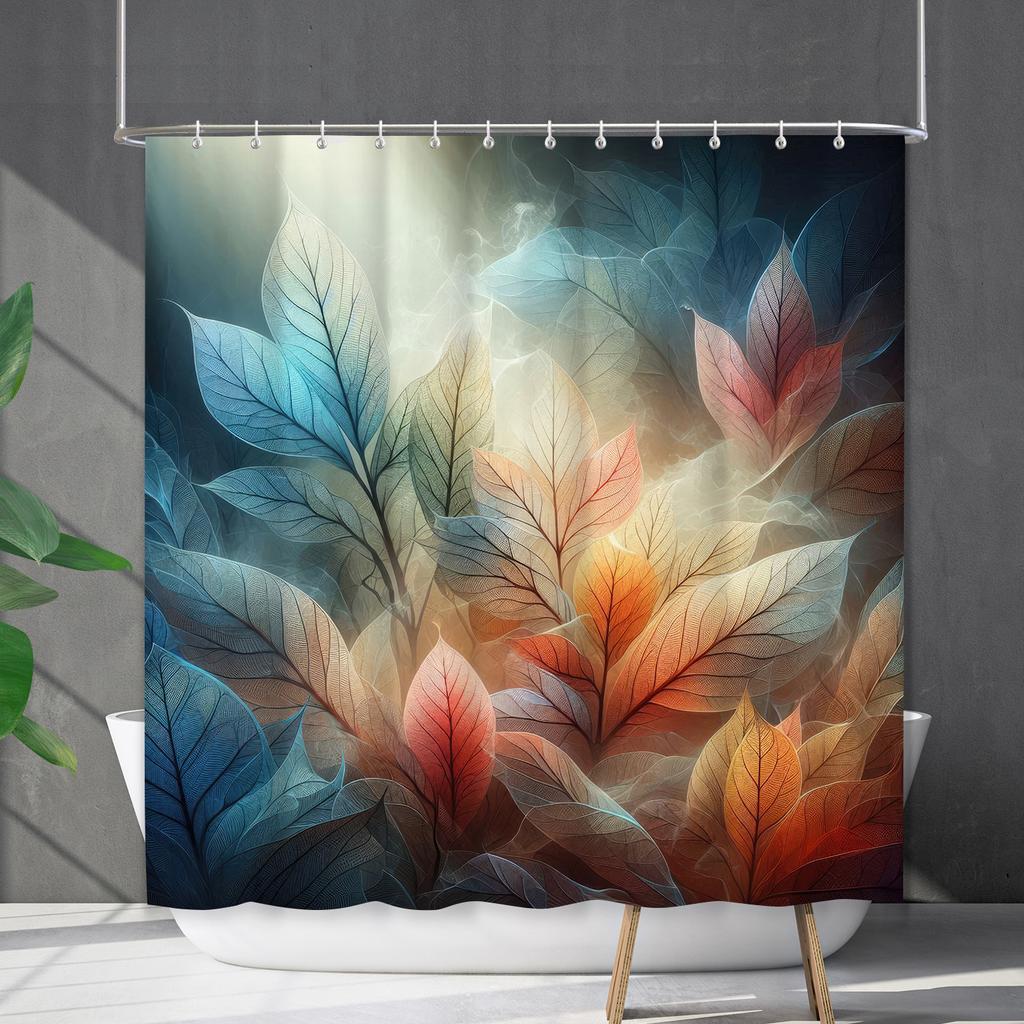 Shower Curtain Waterproof And Mildew-Proof Digital Printing Plants, Flowers And Plants, New Bathroom Shower Cloth, Partition Curtain Free Of Punching