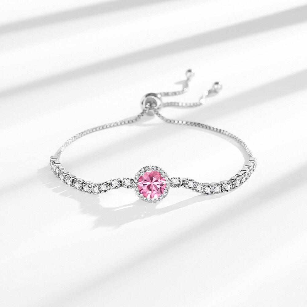 French Romantic 925 Silver Pull-Up 2 Carat Round Bag Zircon Imitation Moissanite Ladies Bracelet Wedding Jewelry