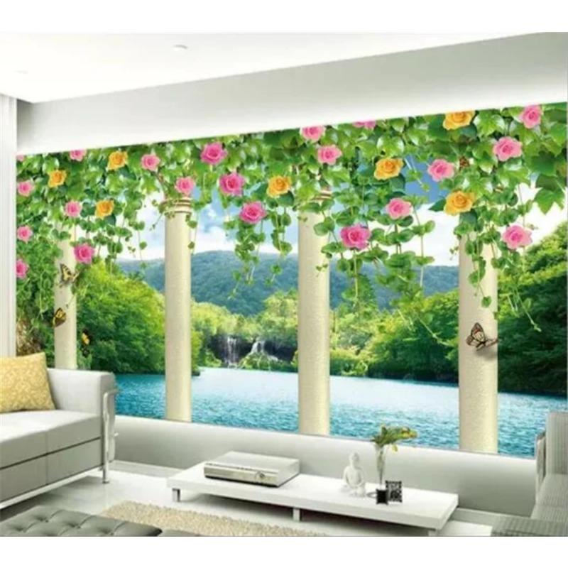 Wallpaper 3d Photo Murals Circle Flower Vine Tv Background Wall Papers Home Decor 3d Wall Paper