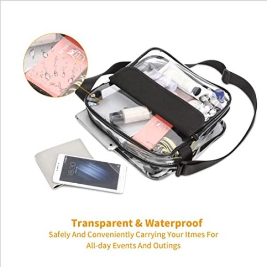 Enkrio Clear Transparent Crossbody Shoulder Lightweight PVC Waterproof Pouch Bag, Bag, Material,