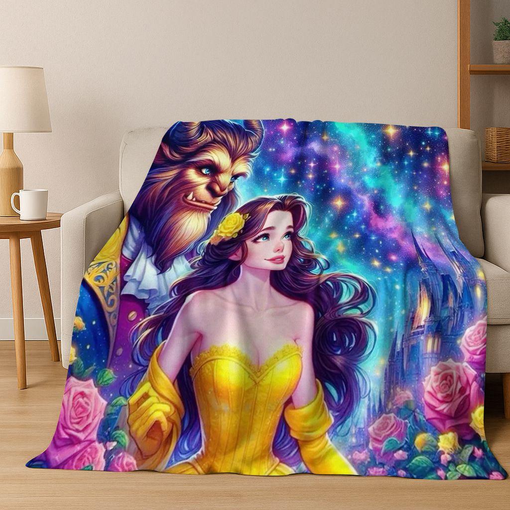 3D-Flanelldecke mit dem Motiv „Die Schöne und das Biest“ – warm, kuschelig und perfekt für Zuhause, Schlafzimmer, Bett oder Sofa. Ideal als Geschenk für Kinder.