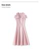 Elegant French V-Neck Off-Shoulder Summer Evening Dress - Light Luxury Studded Waist-Hugging Design