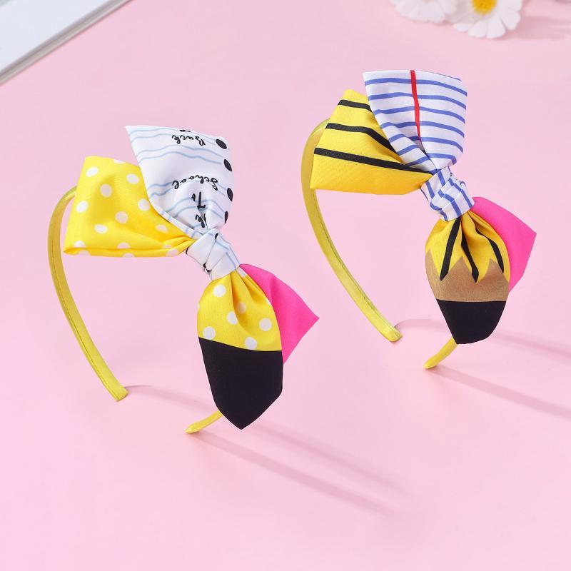 Back To School Pencil Bow Hair Clips Cute Letter Hair Rope Hari Hoop Fabric Hair Accessory For Daily Party Wear Hair Decoration