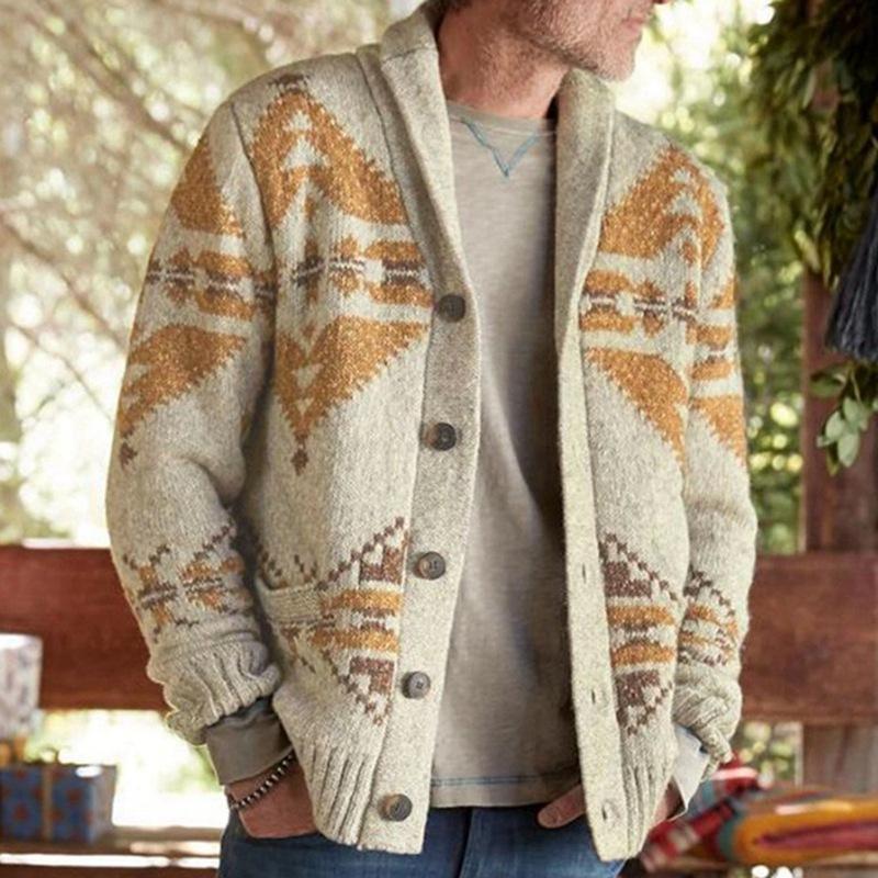 Men's Casual Cardigan Sweaters Shawl Collar Long Sleeve Knit Button Down Cardigans Fall Winter Lightweight Loose Fit Knitted Sweater Outwear for Men