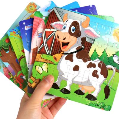 New 20 Piece Wooden 3d Puzzle Cartoon Animal Vehicle  Puzzle  Educational Toys For Kids Baby 1 2 3 Years