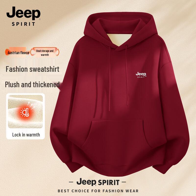 

JEEP SPIRIT Men s 2025 Autumn/Winter Fleece Lined Hooded Sweatshirt L