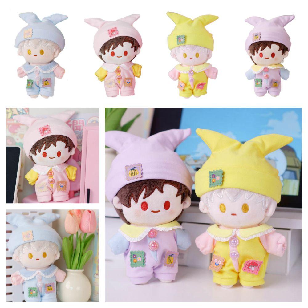 

15cm Doll Clothes Little Devil Doll Mini Pajamas Kawaii Doll Jumpsuits Cap Set Cotton Stuffed Doll синій