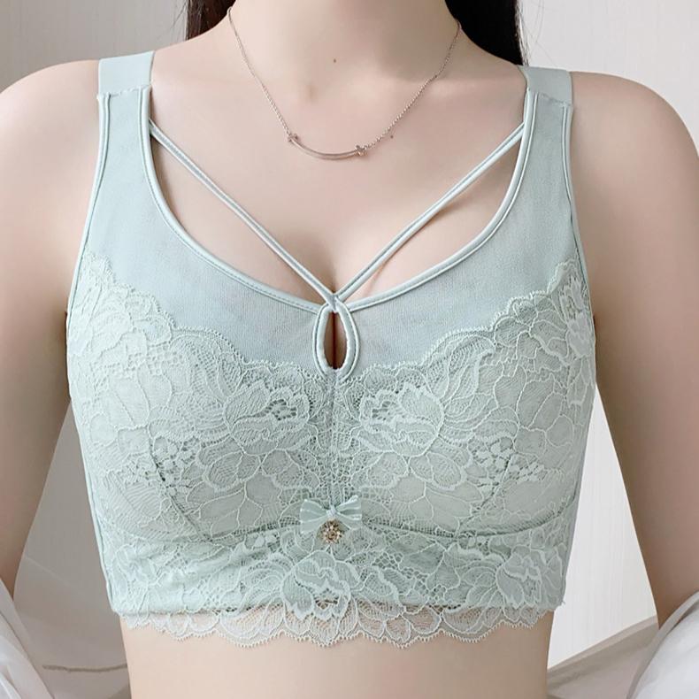 Lace Lingerie Women's Adjustable Bra Thin Breathable Gathering and Seamless Bra Push Up Bra