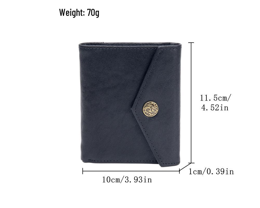 Cross-Border Japanese & Korean Men's Genuine Leather Bi-fold Wallet with Money Clip – Cowhide, Vegetable-Tanned, Vertical Design, Casual Buckle.