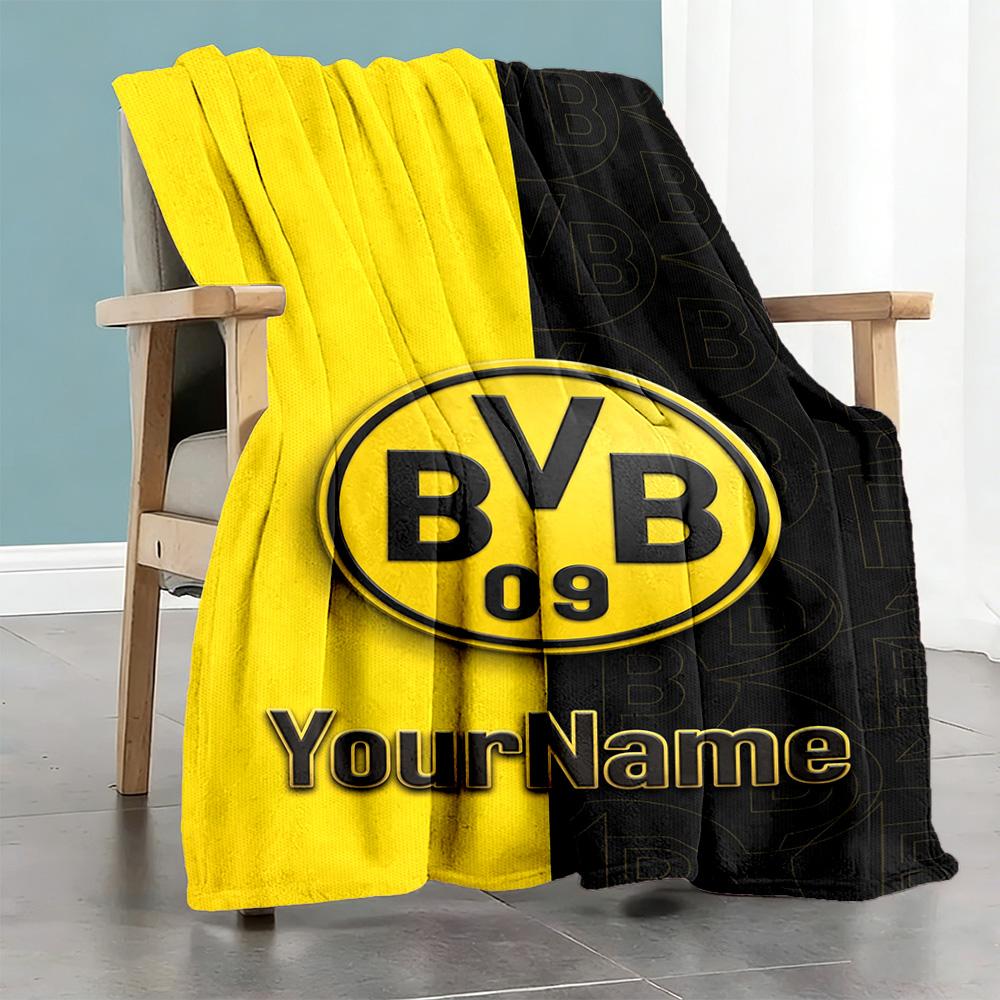 Borussia Dortmund Personalized Text Blanket Cozy Customizable Blanket Soft & Cozy Suitable for Couch Bed Home Decor Picnics for All Occasions