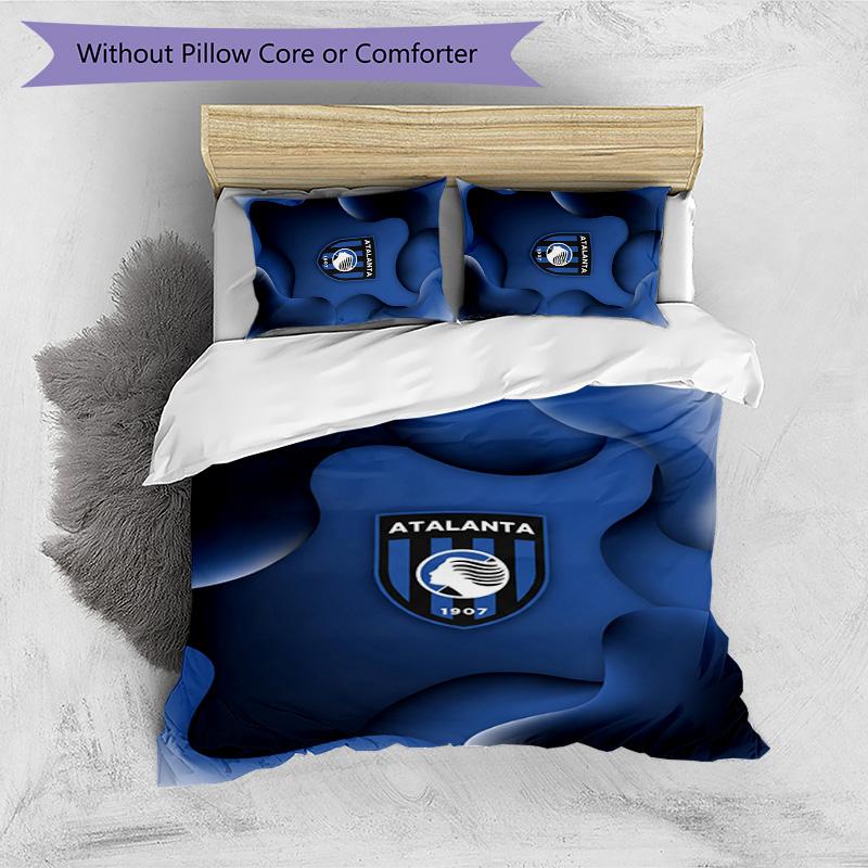 Set Biancheria da Letto Stampato 3 Pezzi Atalanta FC Traspirante Copripiumino con Federe Biancheria da Letto Decorativa per Camera da Letto Casa
