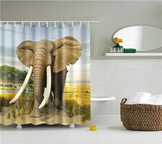 Elephant Octopus Owl Deer Horse Zebra Animals Printed Shower Curtains Bathroom Curtain With Hooks 180X180Cm