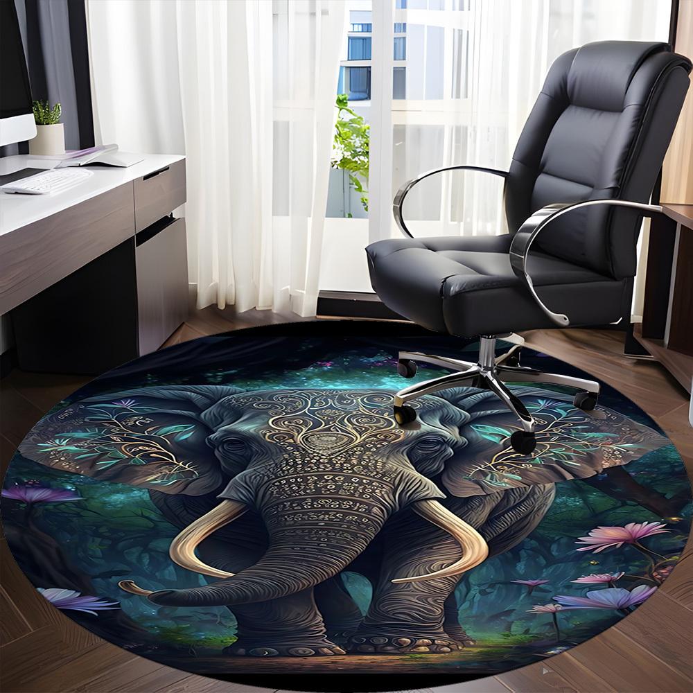 1pc Elephant Mandala Art Chair Carpet for Office, Soft Comfortable Mat For Office, Living Room, Bedroom, Machine Washable Carpet yy251112010