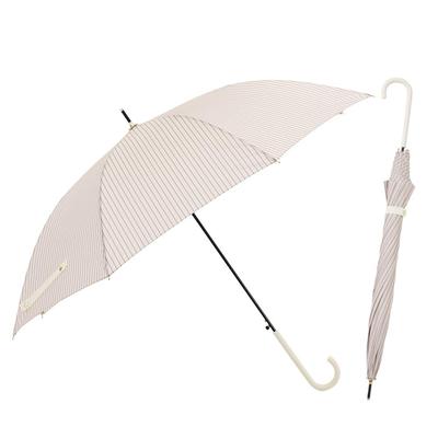 ogawa Women's Long Umbrella, Large, Durable, Jump-Style, 60cm, Linedrops, Striped, Pink Beige, Grosgrain Tape, Water-Repellent, 57386