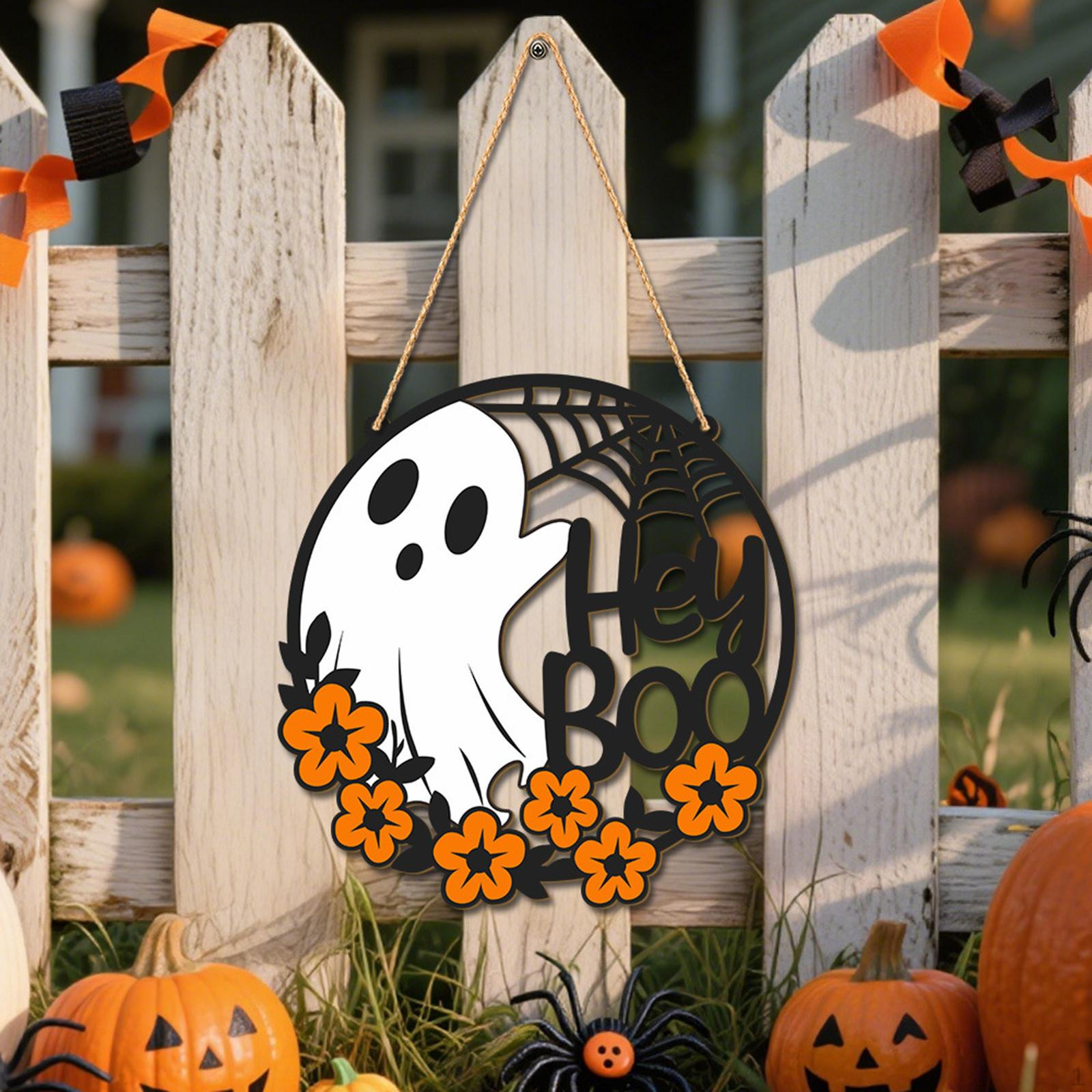 

Хэллоуин Деревянная Подвесная Табличка на Дверь Деревянная Табличка Бу Декоративное Круглое Настенное Украшение