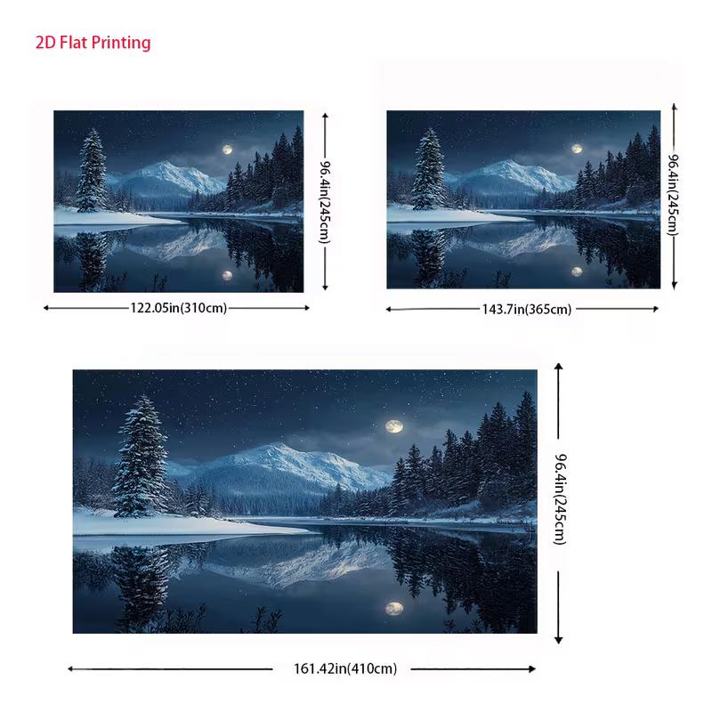 2D Night Winter Landscape with Moon & Stars Live Stream Background Cloth for Vlog